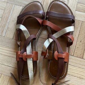 Crown Vintage Ramona Leather Strappy Sandals Brown Gold Size 9